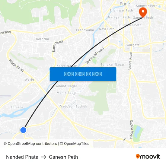 नांदेड फाटा to गणेश पेठ map