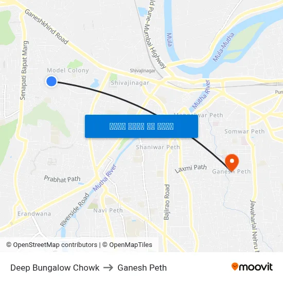 डीप बंगलो चौक to गणेश पेठ map