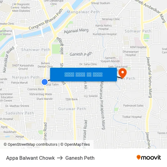 अप्पा बलवंत चौक to गणेश पेठ map