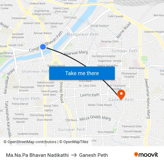 मा.न.पा भवन नदीकाठी to गणेश पेठ map
