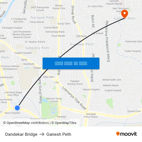 दंडेकर पुल to गणेश पेठ map