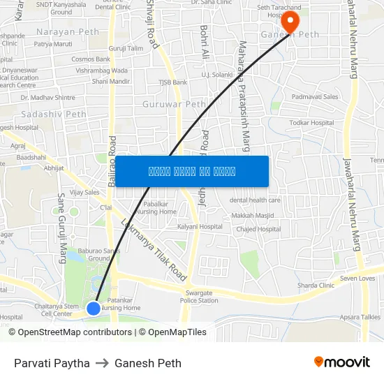 पार्वती पायथा to गणेश पेठ map