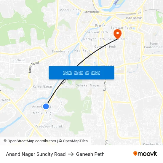 आनंद नगर सनसिटी रोड to गणेश पेठ map