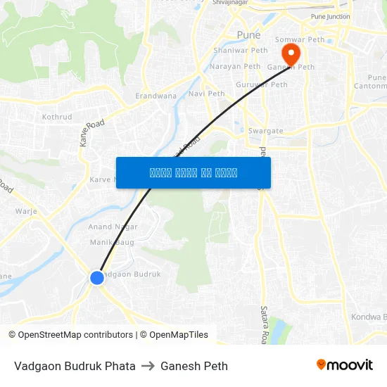 वडगाव बुद्रुक फाटा to गणेश पेठ map