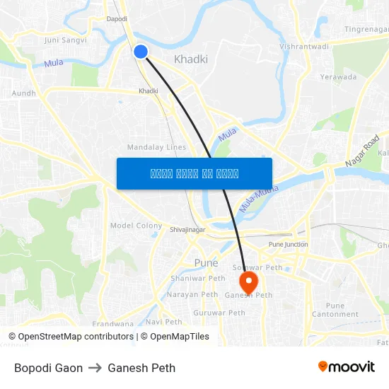बोपोडी गांव to गणेश पेठ map
