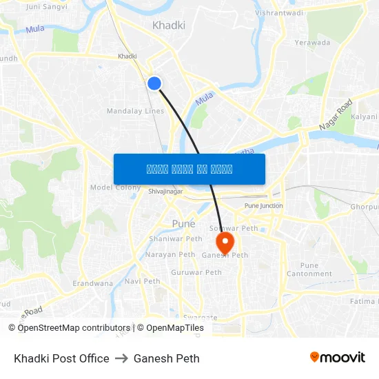 खडकी पोस्ट ऑफिस to गणेश पेठ map