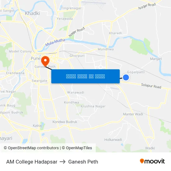 एएम कॉलेज हडपसर to गणेश पेठ map