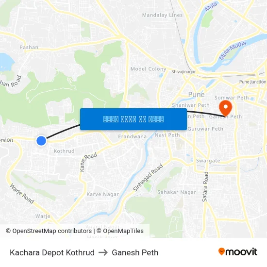 कचरा डेपो कोथरूड to गणेश पेठ map