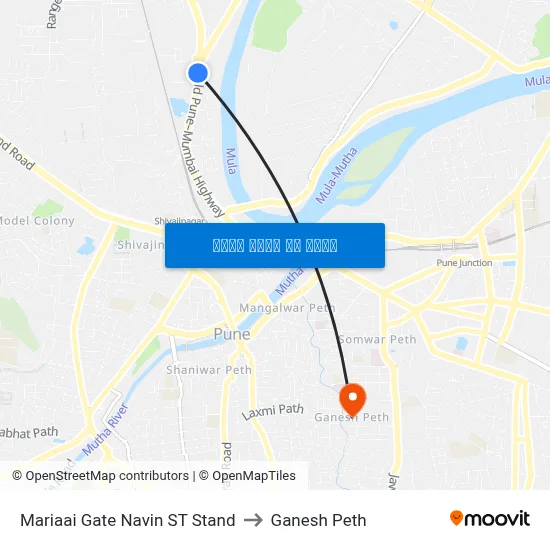 मरियाई गेट नवीन एसटी स्टैंड to गणेश पेठ map
