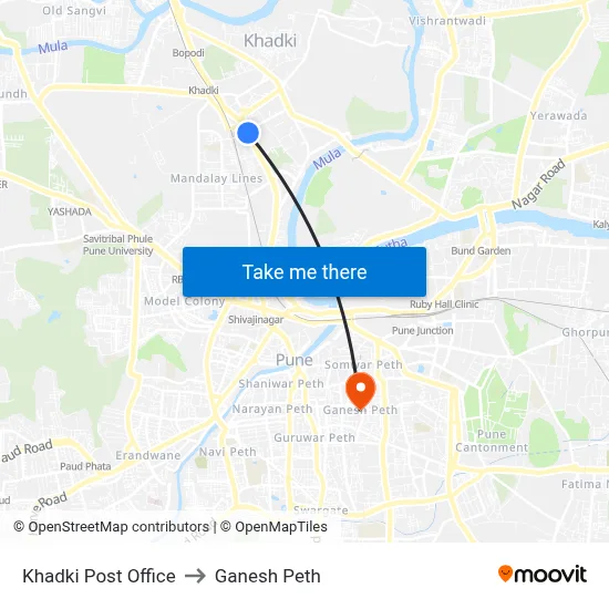 खडकी पोस्ट ऑफिस to गणेश पेठ map