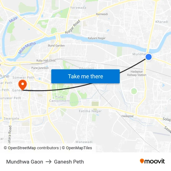 मुंढवा गाँव to गणेश पेठ map