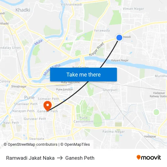 रामवाडी जकात नाका to गणेश पेठ map