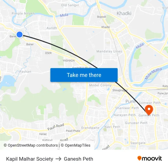 कपिल मल्हार सोसायटी to गणेश पेठ map