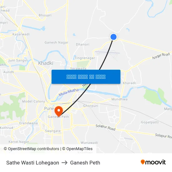 साठे वस्ती लोहगाव to गणेश पेठ map