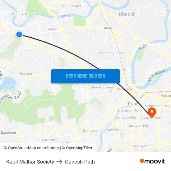 कपिल मल्हार सोसायटी to गणेश पेठ map