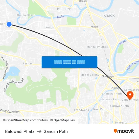 बालेवाड़ी फाटा to गणेश पेठ map
