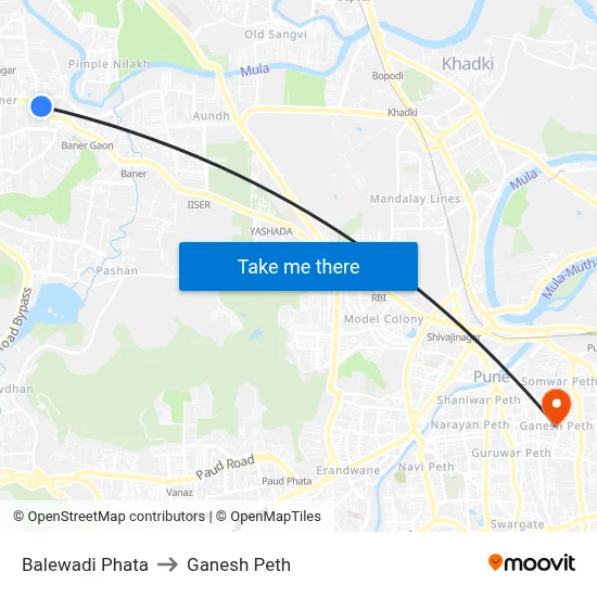 बालेवाड़ी फाटा to गणेश पेठ map