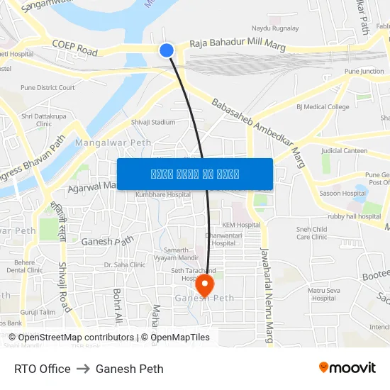 आरटीओ कार्यालय to गणेश पेठ map