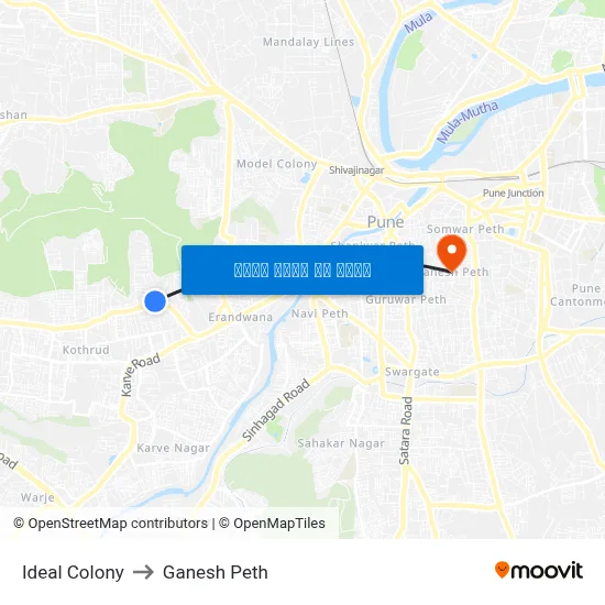 आदर्श कॉलोनी to गणेश पेठ map