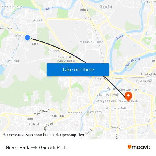 ग्रीन पार्क to गणेश पेठ map