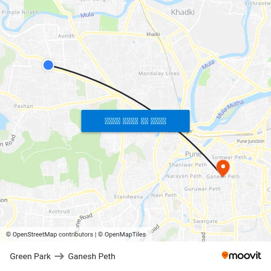 ग्रीन पार्क to गणेश पेठ map
