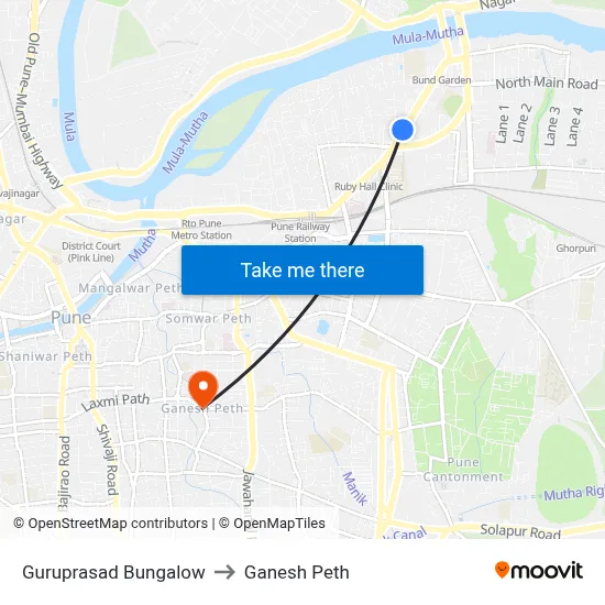 गुरुप्रसाद बंगला to गणेश पेठ map