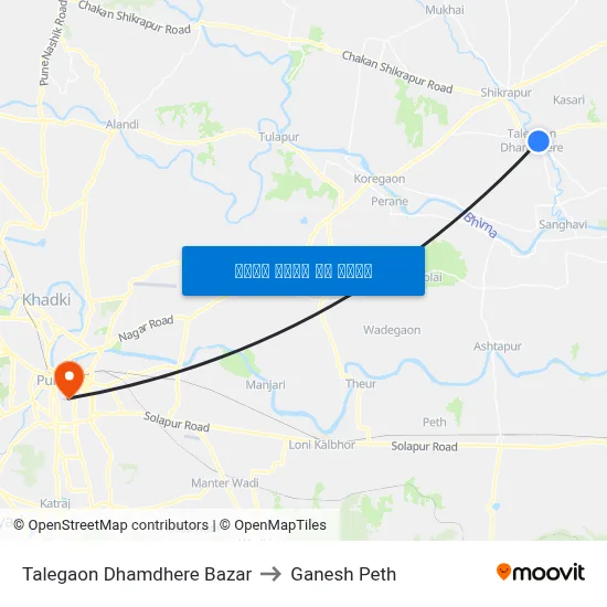 तळेगाव धामधेरे बाजार to गणेश पेठ map