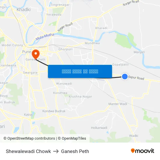 शेवाळेवाडी चौक to गणेश पेठ map