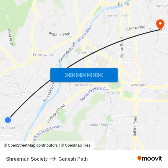 श्रीमान सोसायटी to गणेश पेठ map