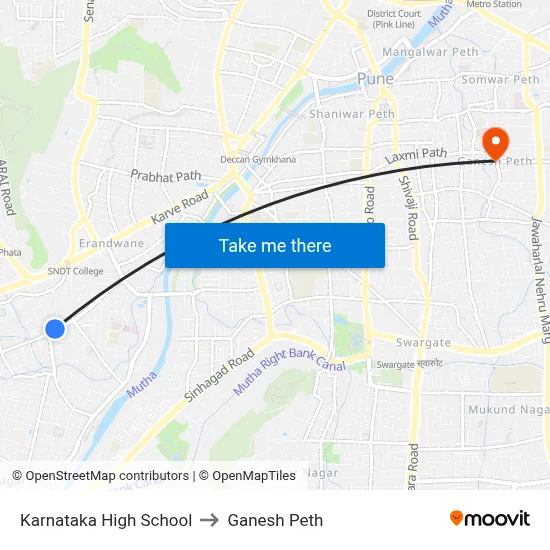 कर्नाटक हाई स्कूल to गणेश पेठ map