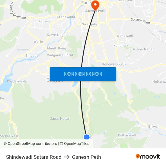 शिंदेवाड़ी सतारा रोड to गणेश पेठ map