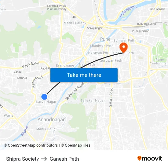 शिप्रा सोसाइटी to गणेश पेठ map