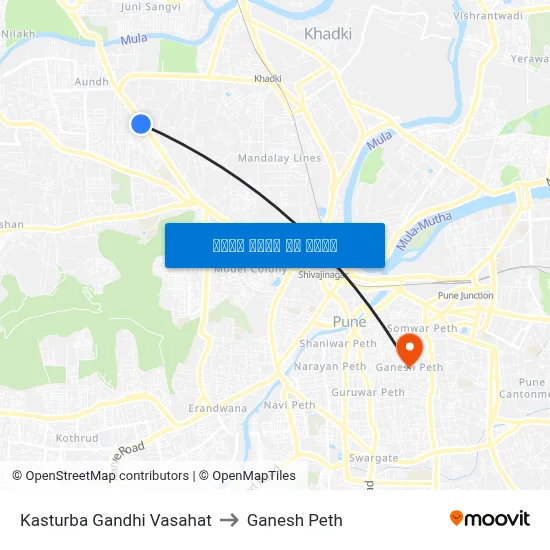 कस्तूरबा गांधी वसाहत to गणेश पेठ map