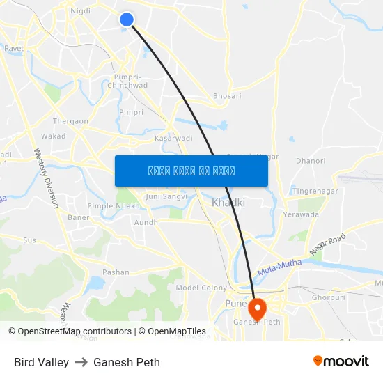 बर्ड वैली to गणेश पेठ map