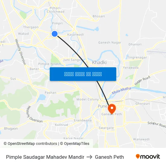 पिंपले सौदागर महादेव मंदिर to गणेश पेठ map