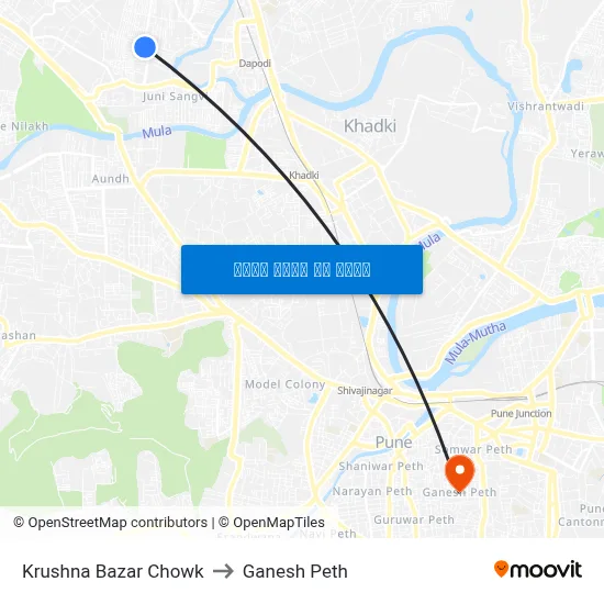 कृष्णा बाजार चौक to गणेश पेठ map
