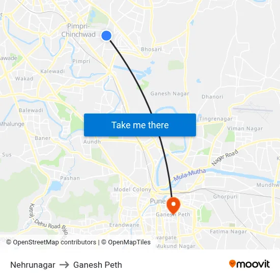 नेहरूनगर to गणेश पेठ map