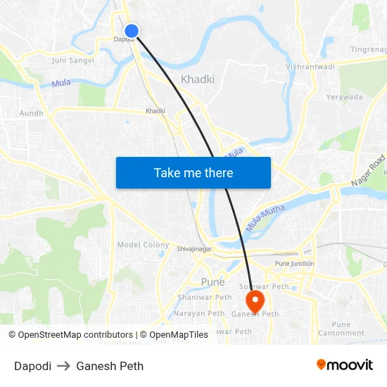 दापोडी to गणेश पेठ map