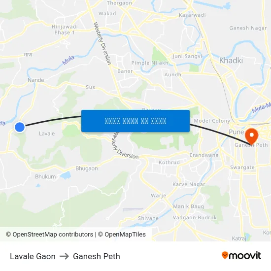 लवाले गाव to गणेश पेठ map