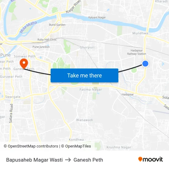 बापूसाहेब मगर वस्ती to गणेश पेठ map