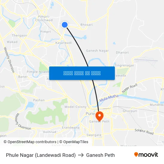 फुले नगर (लांडेवाडी रोड) to गणेश पेठ map