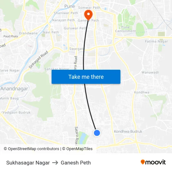सुखसागर नगर to गणेश पेठ map