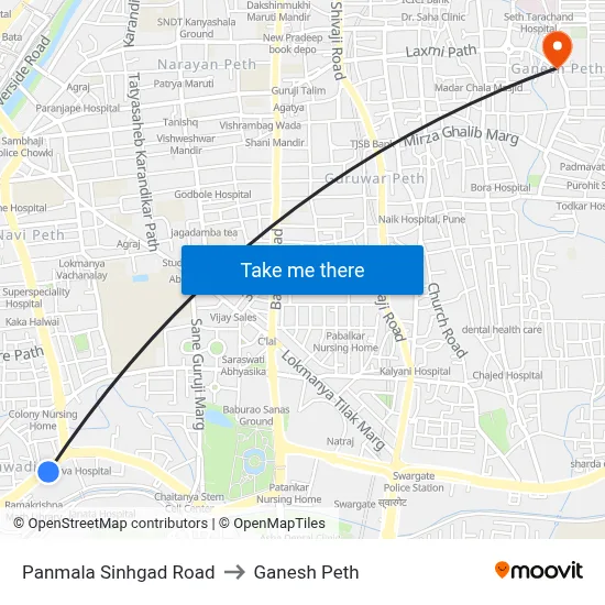पणमाळा सिंहगड रोड to गणेश पेठ map