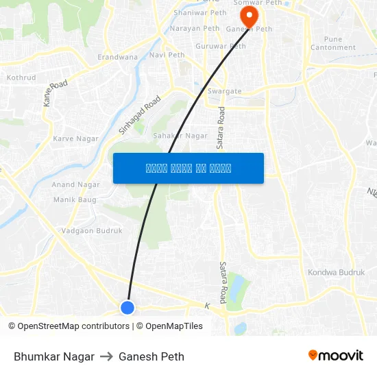 भुमकर नगर to गणेश पेठ map