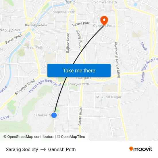 सारंग सोसाइटी to गणेश पेठ map