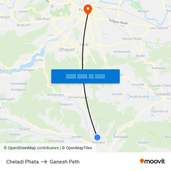 चेलाडी फाटा to गणेश पेठ map