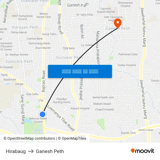 हीराबाग to गणेश पेठ map