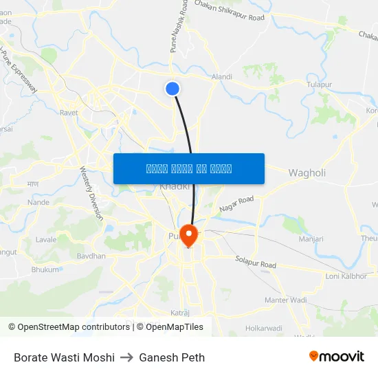बोराटे वस्ती मोशी to गणेश पेठ map