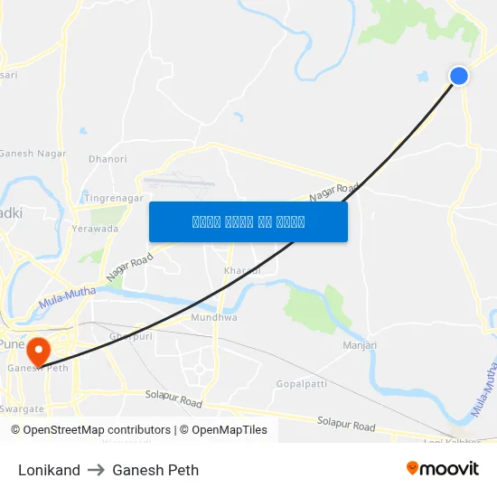लोणीकंद to गणेश पेठ map