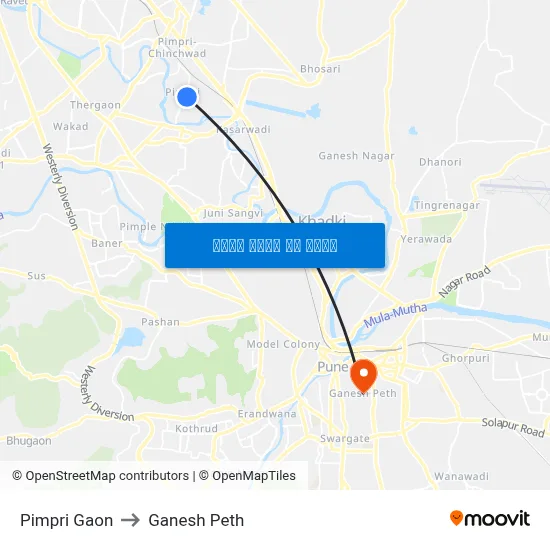 पिंपरी गाव to गणेश पेठ map